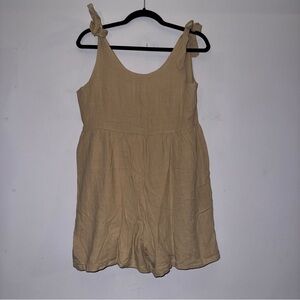 Pink Lily Stepping Out Taupe Tie Sleeve Romper size XL